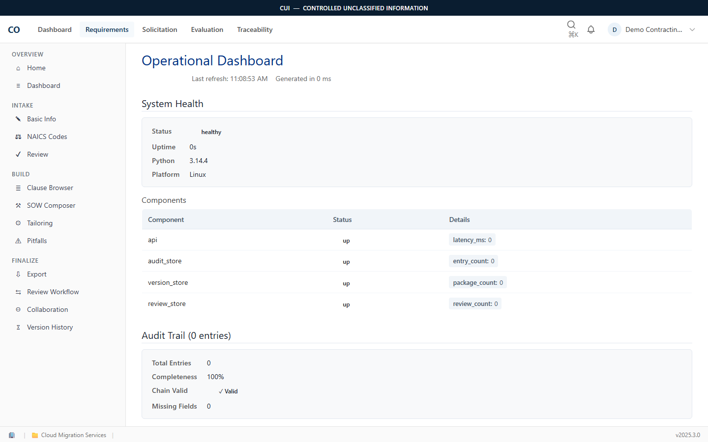 Contract Officer Solutions — Requirements Dashboard