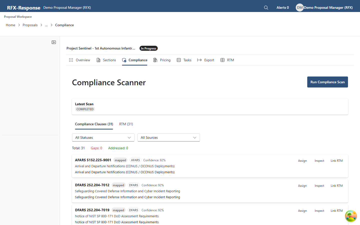 RFX Response — Compliance Checking