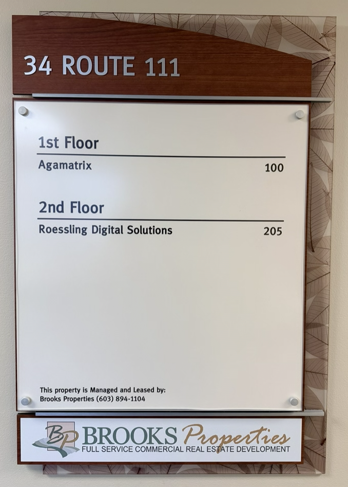 Building directory showing Roessling Digital Solutions Suite 205, 2nd Floor